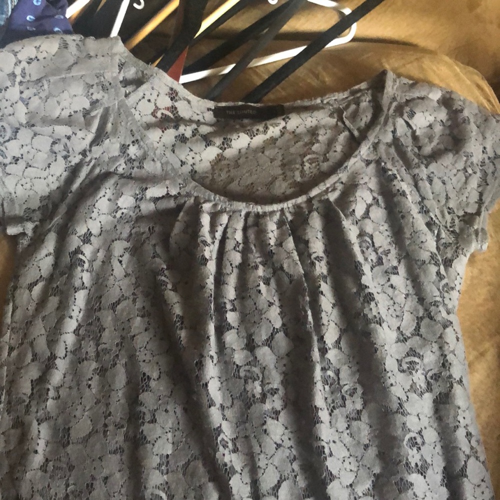 Light grey thick laced blouse